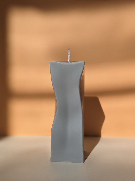 Gray Sculpted Candle